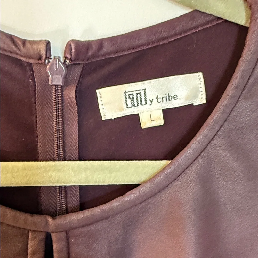 My Tribe leather keyhole dress deep plum Large